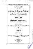 Libro Anales de la Academia de Ciencias Médicas, Físicas y Naturales de la Habana