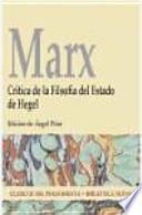 Libro Crítica de la filosofía del Estado de Hegel