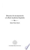 Libro Discurso de incorporación a la Real Academia Española