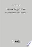 Libro Ensayos de filología y filosofía