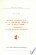 Libro Historia lingüística de la Península Ibérica en la Antigüedad. I