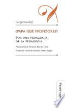 Libro ¿Para qué profesores?