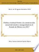 Libro Política victimal, frente a la construcción social del miedo e inseguridad en el estado de México en 2017