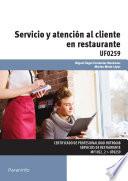 Libro UF0259 - Servicio y atención al cliente en restaurante